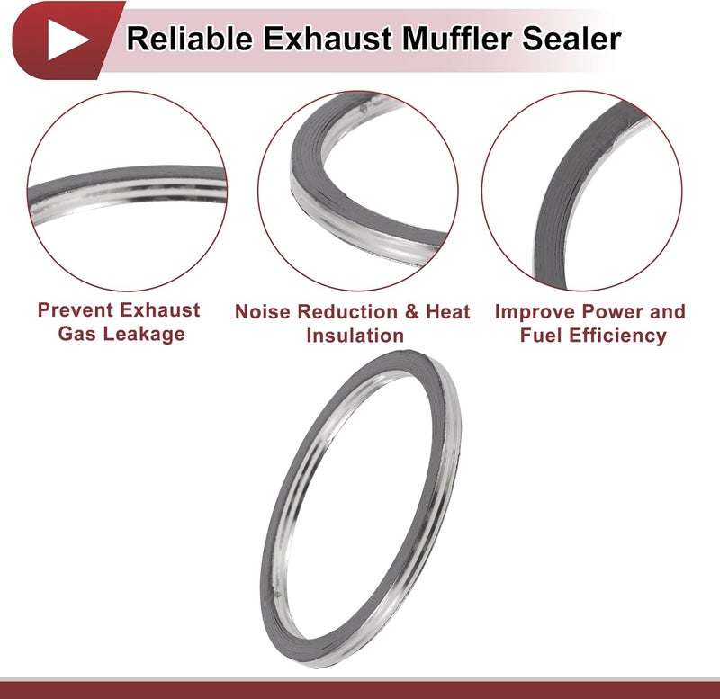 REPAIROCK ID 70.5mm Exhaust Manifold Gasket Prevent Leak Noise Exhaust Donut Gasket Muffler Ring Exhaust Flange Gasket for Car SUV Graphite Stainless Steel - Image 5